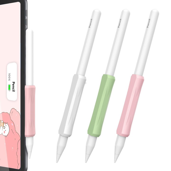 For Apple Pencil Pro / USB-C / 2 AhaStyle DD07 3pcs Silicone Pen Grip(White+Green+Pink)