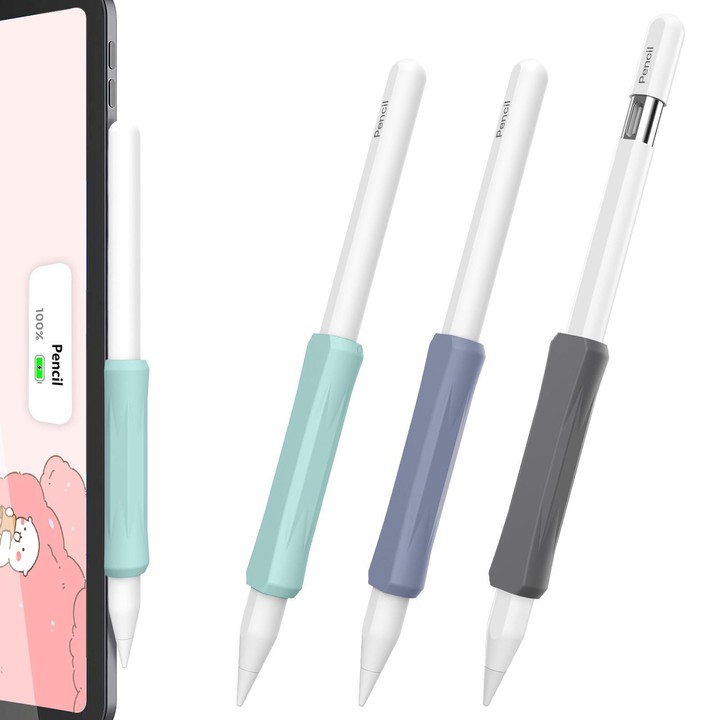 For Apple Pencil Pro / USB-C / 2 AhaStyle DD07 3pcs Silicone Pen Grip(Dark Gray+Green+Gray)