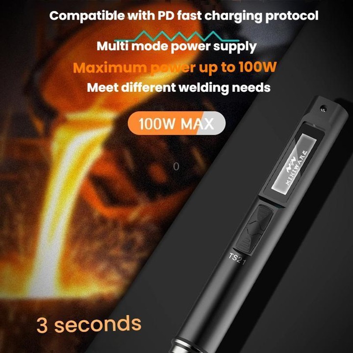 100W Intelligent Precision Aluminum Alloy Soldering Iron With Light, Model: TS21-KU Set
