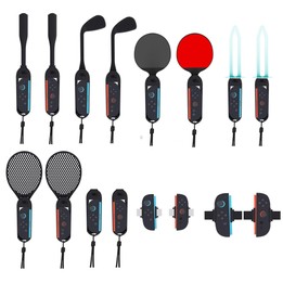 KJH 16-in-1 Motion Sports Kit for Nintendo Switch 2 Joy-Con Detachable Grips with Tennis Racket, Golf Club, Baseball Bat