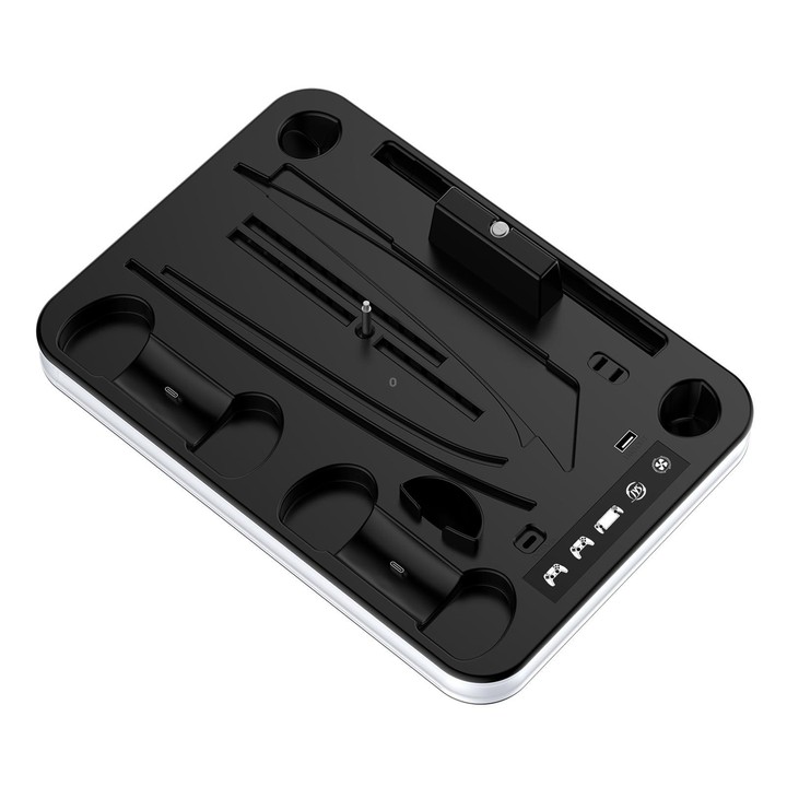 JYS Charging Display Station for PS5/PS5 Slim/PS Portal Dual Controller Dock with Cooling Fan & Headphone Hook(Black White)