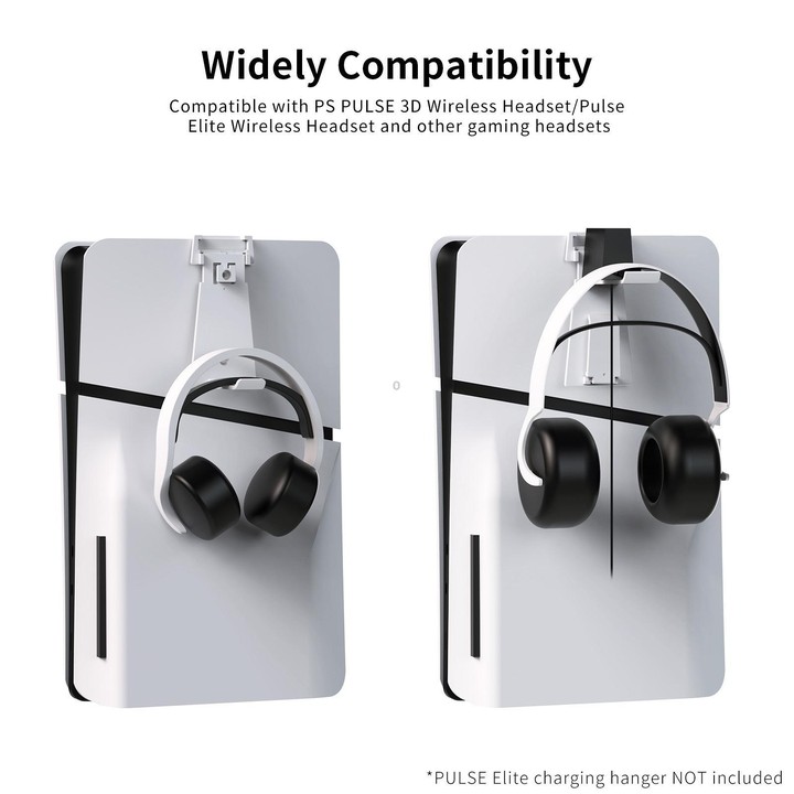 JYS Charging Display Station for PS5/PS5 Slim/PS Portal Dual Controller Dock with Cooling Fan & Headphone Hook(Black White)
