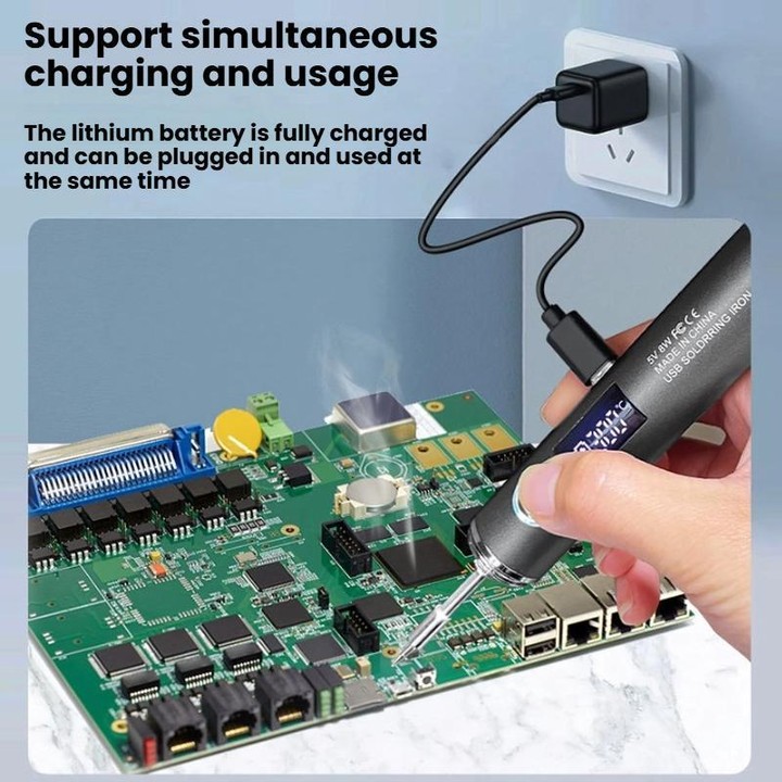 Mini USB Portable Wireless Digital Display Soldering Iron, Specification: Large 1400 mAh + Blade + Horseshoe Head