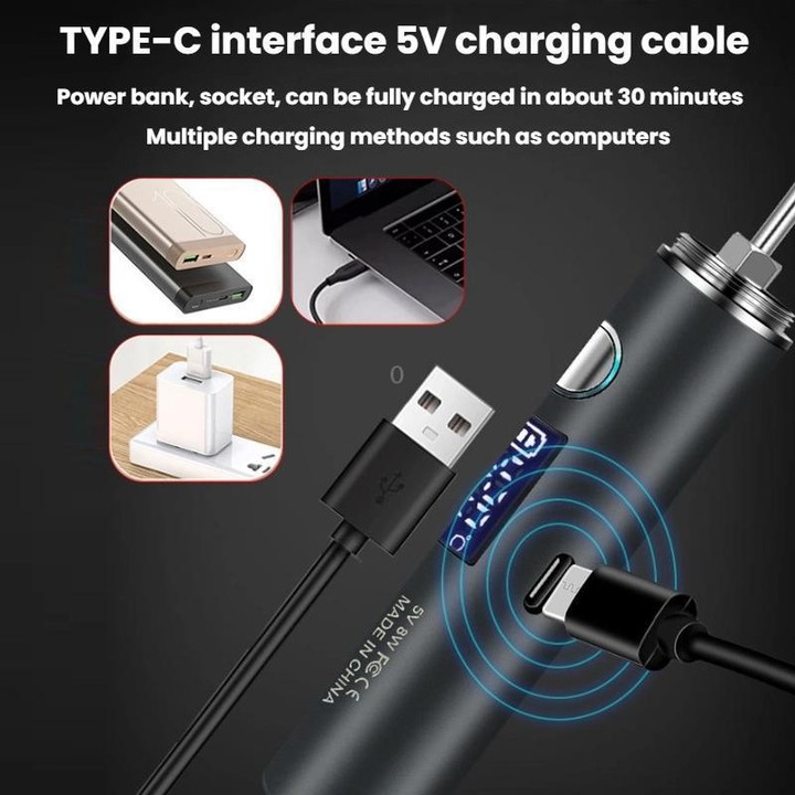 Mini USB Portable Wireless Digital Display Soldering Iron, Specification: Large 1400 mAh + Blade + Horseshoe Head