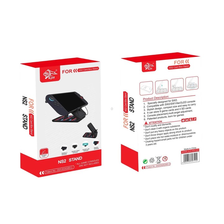 KJH Card Box Stand for Nintendo Switch 2 / Switch OLED / Lite Foldable Holder with 9 Game Card Slots & 4 SD Card Slots(Black Ora