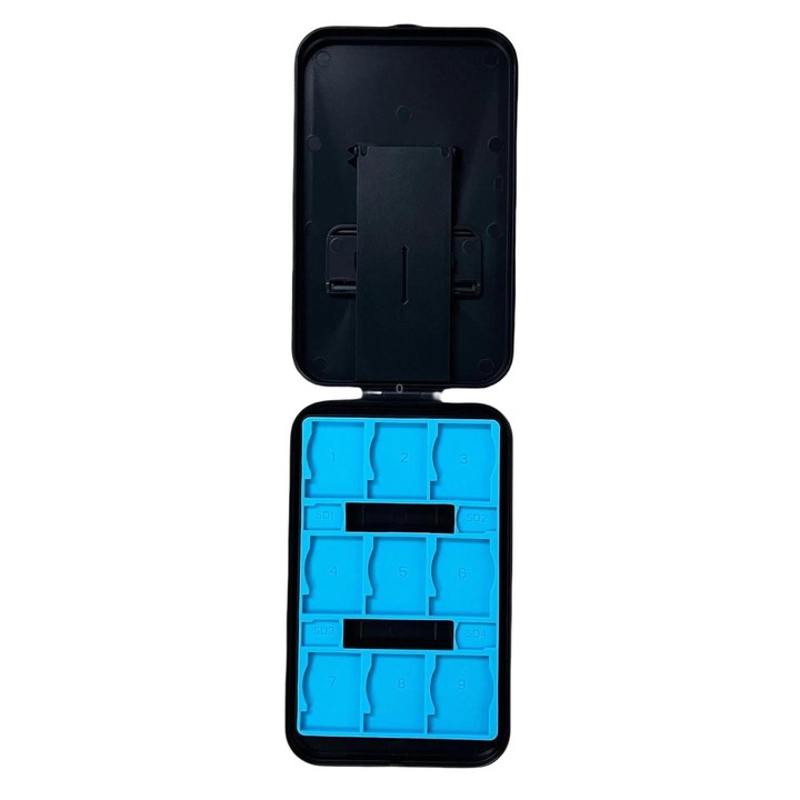 KJH Card Box Stand for Nintendo Switch 2 / Switch OLED / Lite Foldable Holder with 9 Game Card Slots & 4 SD Card Slots(Black Blu