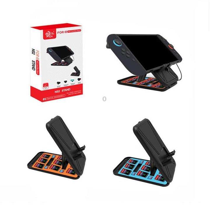 KJH Card Box Stand for Nintendo Switch 2 / Switch OLED / Lite Foldable Holder with 9 Game Card Slots & 4 SD Card Slots(Black Blu
