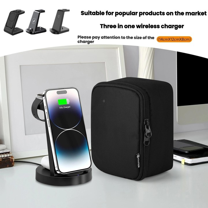 Multifunctional Wireless Charger Portable Storage Bag(Black)