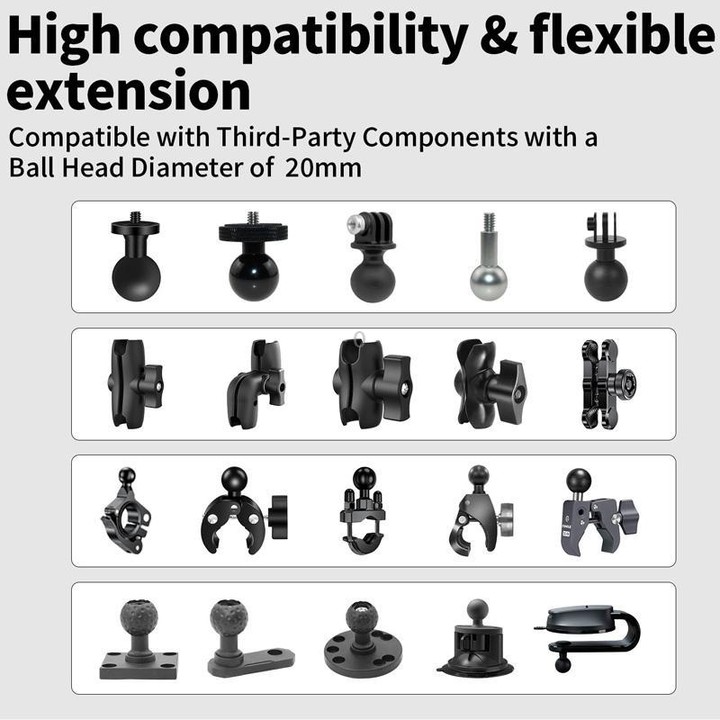 aMagisn HM07 For Insta360, DJI, GoPro Cameras Metal Arm Clamp Holder Cycling Bracket