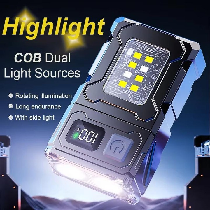 E-SMARTER DC08 Super Bright Floodlight Side Light Rechargeable Mini Flashlight(Black)