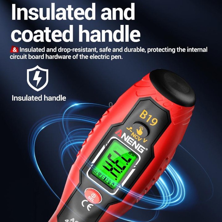 ANENG Digital Display High-Precision Intelligent Induction Test Pen(Red Flat Head)