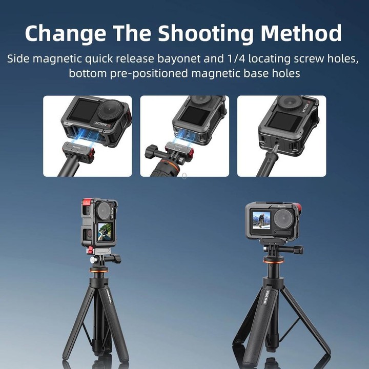 For DJI Action 5 Pro/Action 4/Action 3 Flymile Aluminum Alloy Camera Cage Protective Metal Frame(Metal Color)