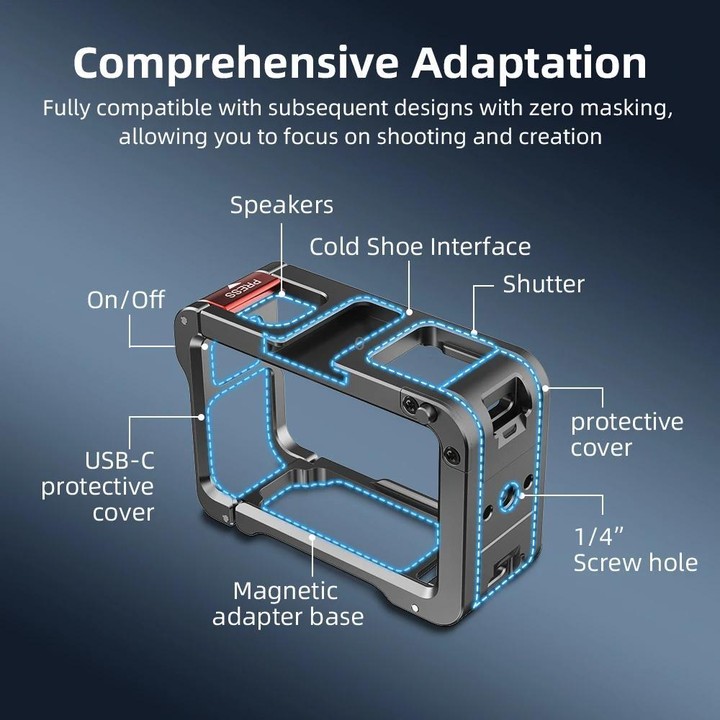 For DJI Action 5 Pro/Action 4/Action 3 Flymile Aluminum Alloy Camera Cage Protective Metal Frame(Metal Color)