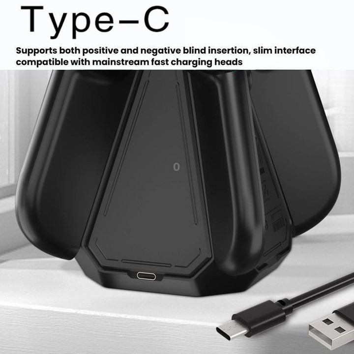 For Nintendo Switch 2 Joy-Con Controllers 4 In 1 Triangular Charging Base With RGB Light(Black)