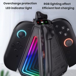 For Nintendo Switch 2 Joy-Con Controllers 4 In 1 Triangular Charging Base With RGB Light(White)