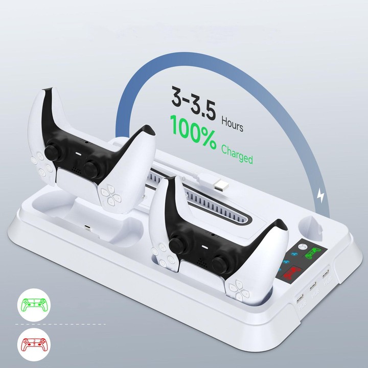 For PS5 Pro / PS5 Slim / PS5 Multifunctional Cooling Base With Dual Handle Charging Dock, Style: YH66 Black White