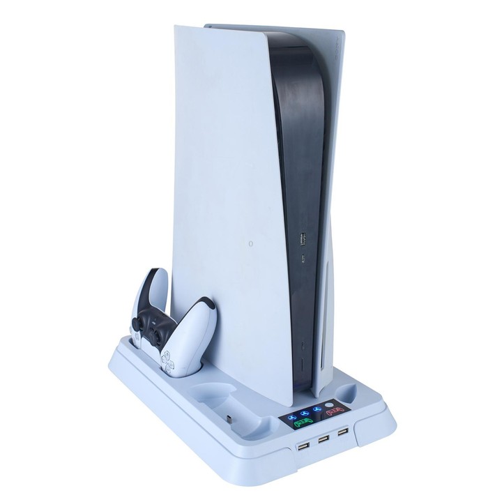 For PS5 Pro / PS5 Slim / PS5 Multifunctional Cooling Base With Dual Handle Charging Dock, Style: YH66 Black