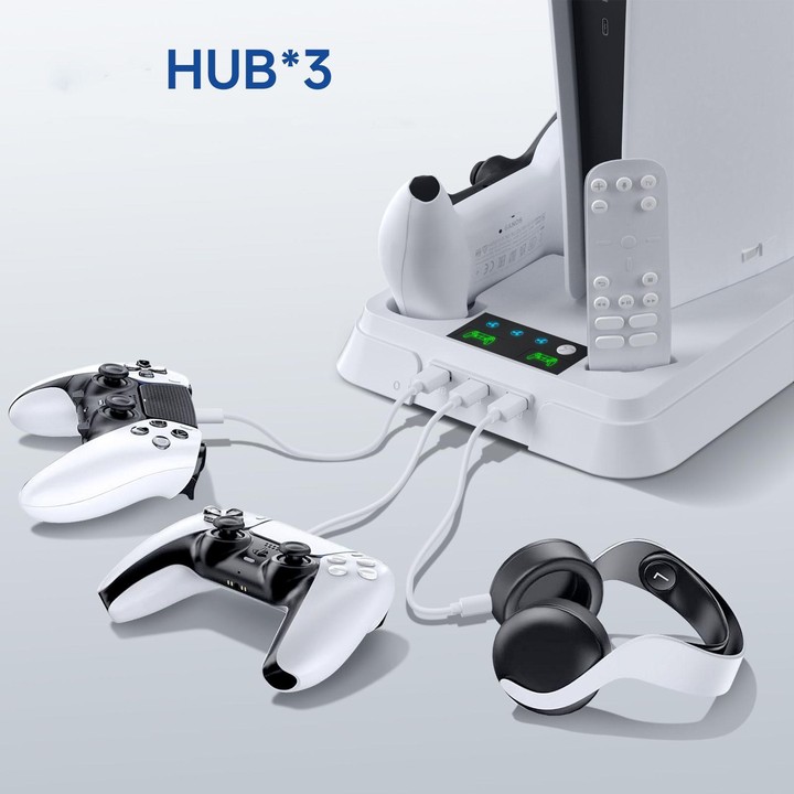 For PS5 Pro / PS5 Slim / PS5 Multifunctional Cooling Base With Dual Handle Charging Dock, Style: YH66 Black