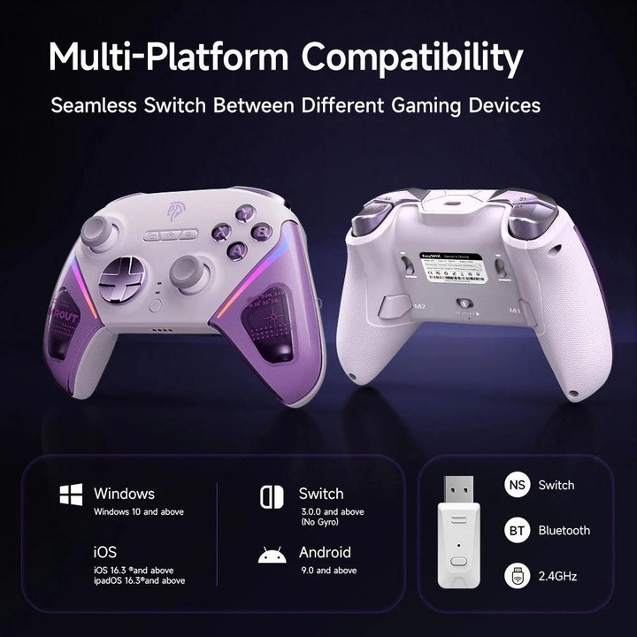 EasySMX D10 Wireless Gaming Controller with Dual-Mode Triggers & TMR Hall Effect Joysticks Charging Dock for PC/Switch/Phone/Ste