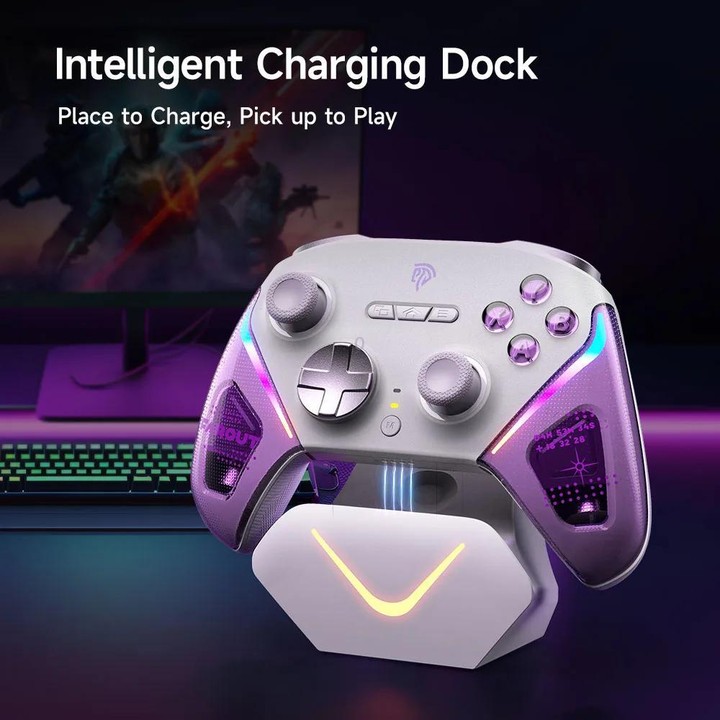 EasySMX D10 Wireless Gaming Controller with Dual-Mode Triggers & TMR Hall Effect Joysticks Charging Dock for PC/Switch/Phone/Ste