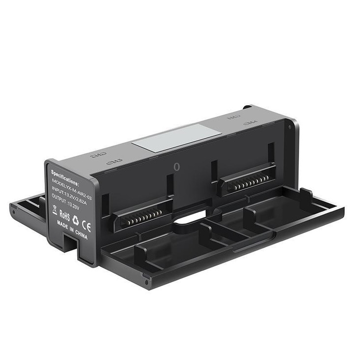 For DJI Mavic Air 2 YX Battery Charger Hub With LCD Display 4-Slot Intelligent Charging Station(Black)