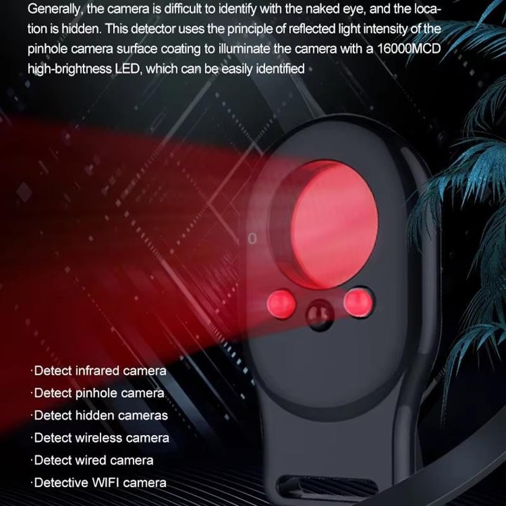 Hotel Anti-Sneak Camera Surveillance Camera Detector Infrared Detection+Laser Detection+Vibration Alarm(Black)