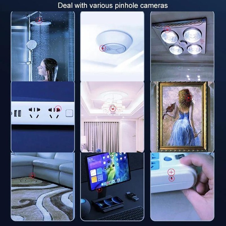 Hotel Anti-Sneak Camera Surveillance Camera Detector Infrared Detection+Laser Detection+Vibration Alarm(Black)