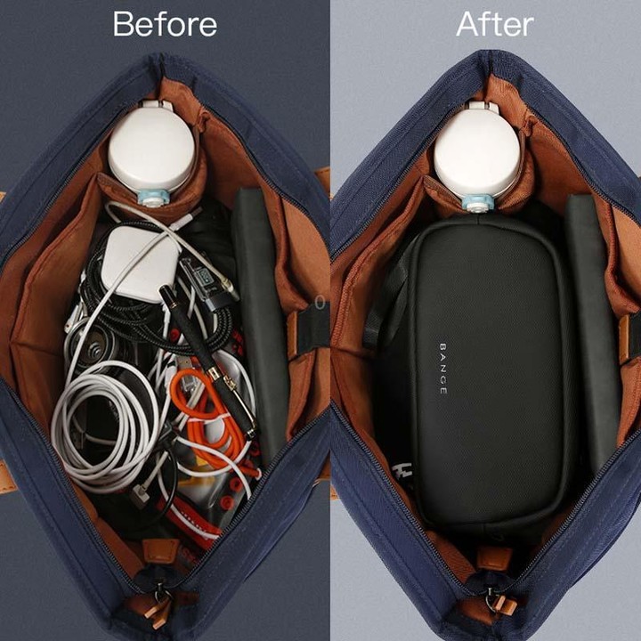 BANGE 3066 Small Data Cable Storage Bag Charger Electronic Accessories Handbag(Black)