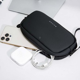 BANGE 3066 Small Data Cable Storage Bag Charger Electronic Accessories Handbag(Black)