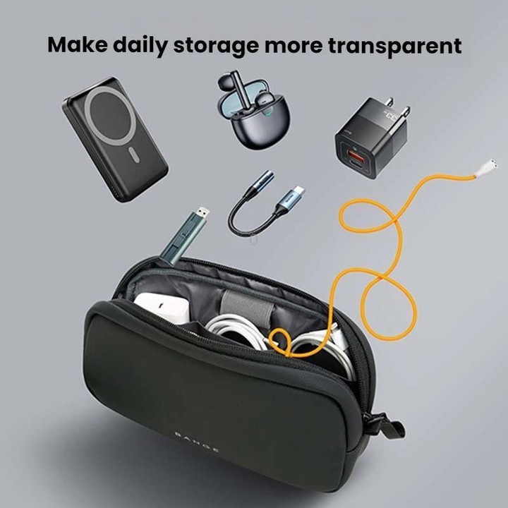 BANGE 3066 Small Data Cable Storage Bag Charger Electronic Accessories Handbag(Black)
