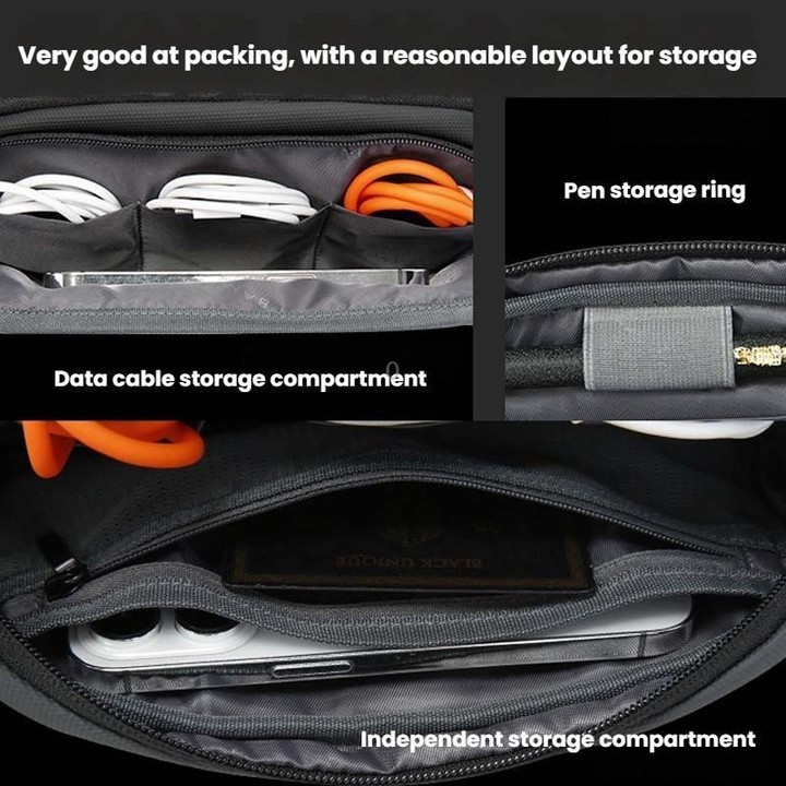 BANGE 3066 Small Data Cable Storage Bag Charger Electronic Accessories Handbag(Gray)