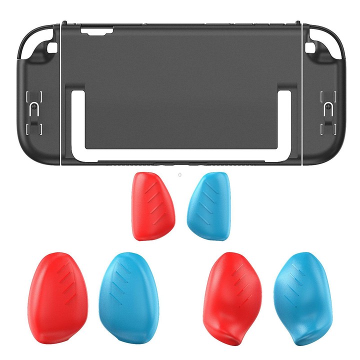For Nintendo Switch 2 Split Design Crystal PC Protective Case with 3 Sizes Ergonomic Grips Clear Black+Red Blue