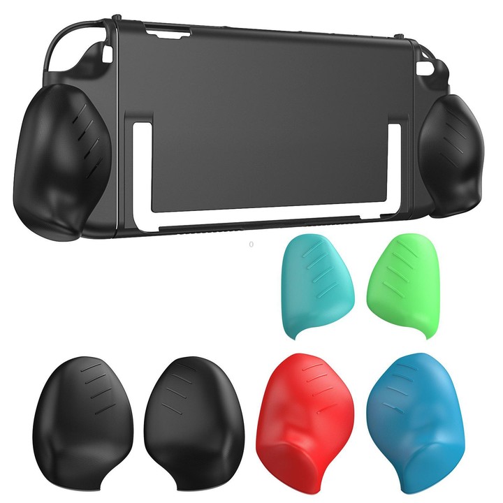 For Nintendo Switch 2 Split Design Crystal PC Protective Case with 3 Sizes Ergonomic Grips Clear Black+Black