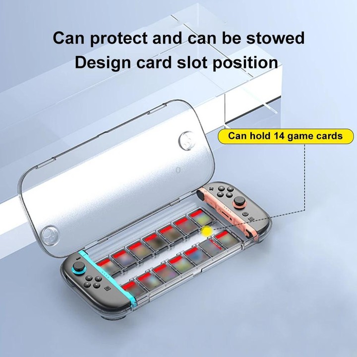 For Nintendo Switch 2 Console Crystal Storage Case Organizer Anti-Scratch Travel Box With 14 Game Card Slots(Clear Black)