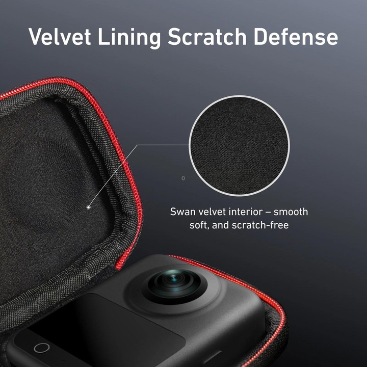 TELESIN Full-Coverage PU Carrying Case for DJI Osmo 360 Camera Protective Pouch with Carabiner Clip