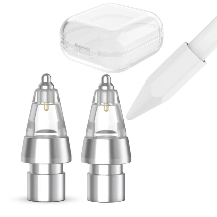 2pcs AhaStyle WG155 Replaceable Durable Metal Pen Tip, For Apple Pencil Pro / USB-C / 2 / 1