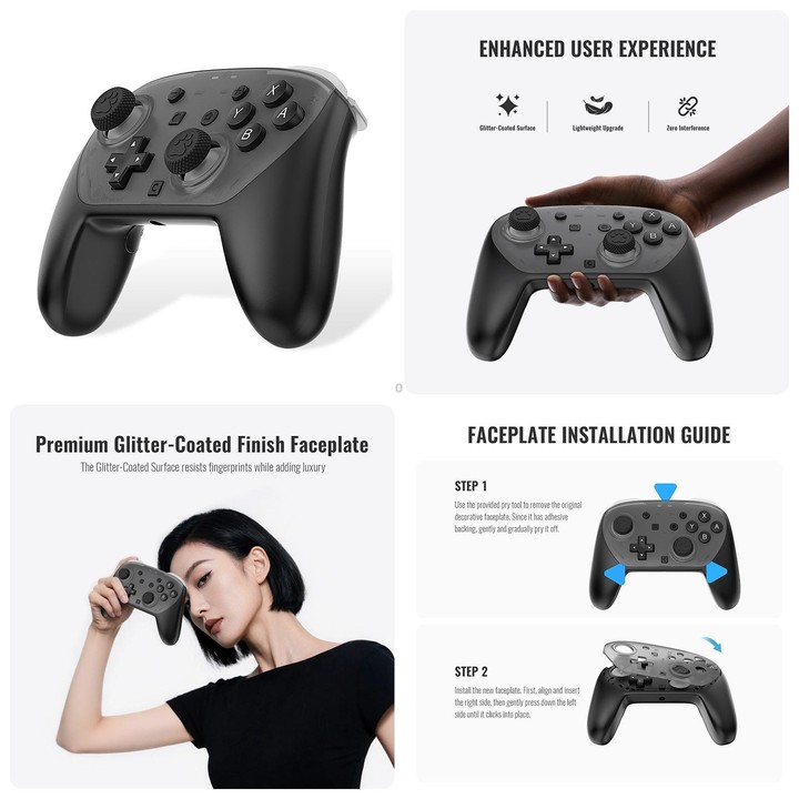 For Nintendo Switch 2 JYS 5-in-1 Crystal Case Full Protection Set Includes Console Shell, Joy-con & Pro Controller Cover, Facepl