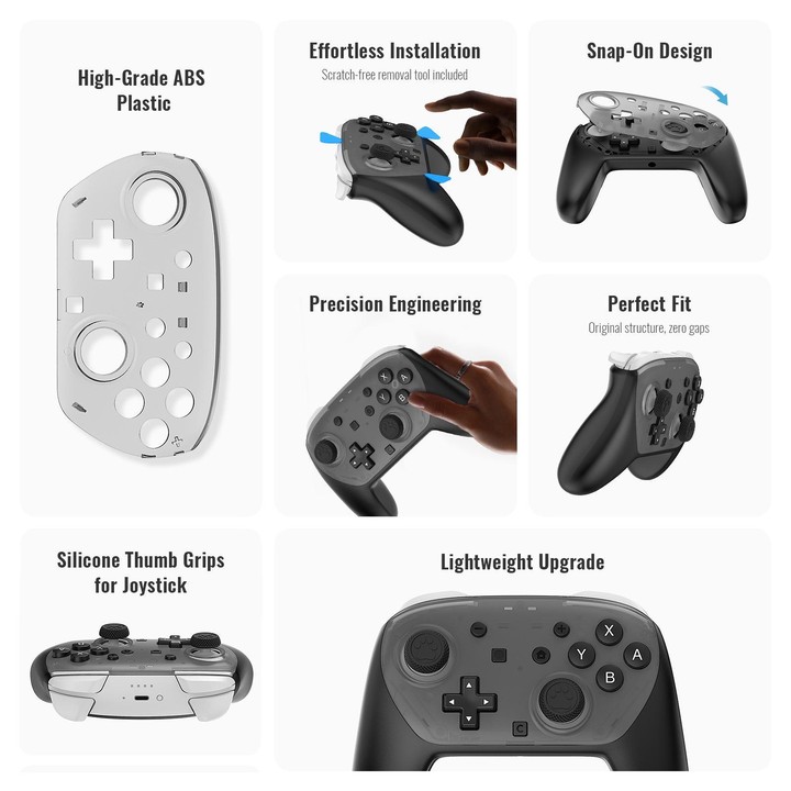 For Nintendo Switch 2 JYS 5-in-1 Crystal Case Full Protection Set Includes Console Shell, Joy-con & Pro Controller Cover, Facepl