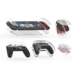 For Nintendo Switch 2 JYS 5-in-1 Crystal Case Full Protection Set Includes Console Shell, Joy-con & Pro Controller Cover, Facepl