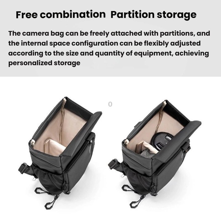 Cwatcun D198 Small Expandable Single Shoulder Camera Bag Waterproof Multi-Function Camera Bag(Black)