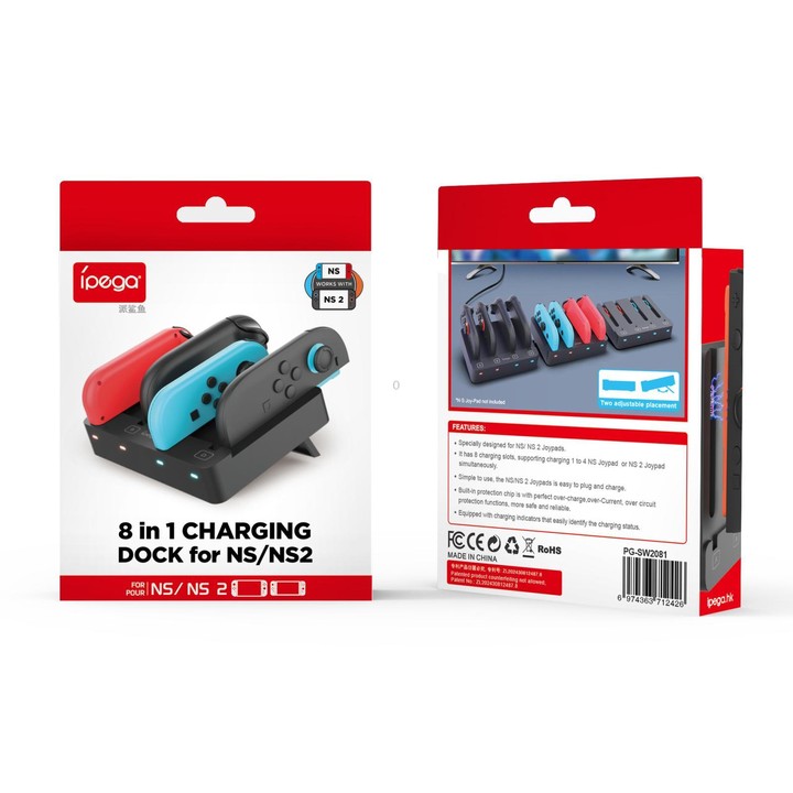 ipega 4-in-1 Charging Dock for Nintendo Switch 2/Switch Joy-Con Controller Charger Station
