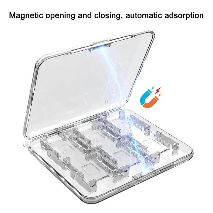 ipega Crystal Game Card Case For Nintendo Switch 2/Switch with 12 Game Card Slots Secure Locking Design