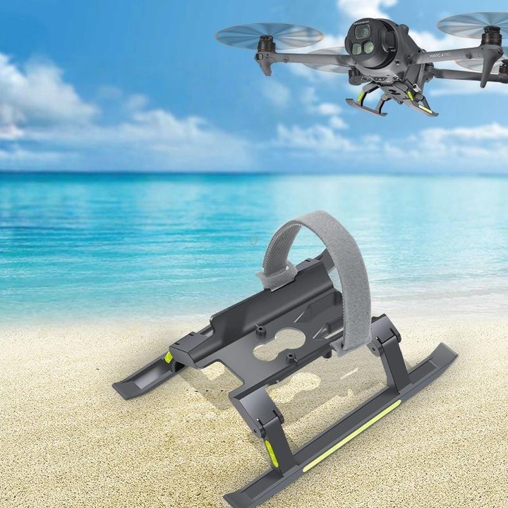 For DJI Mavic 4 Pro Drone YX Foldable Heightening Landing Gear with Reflective Strips(Gray)