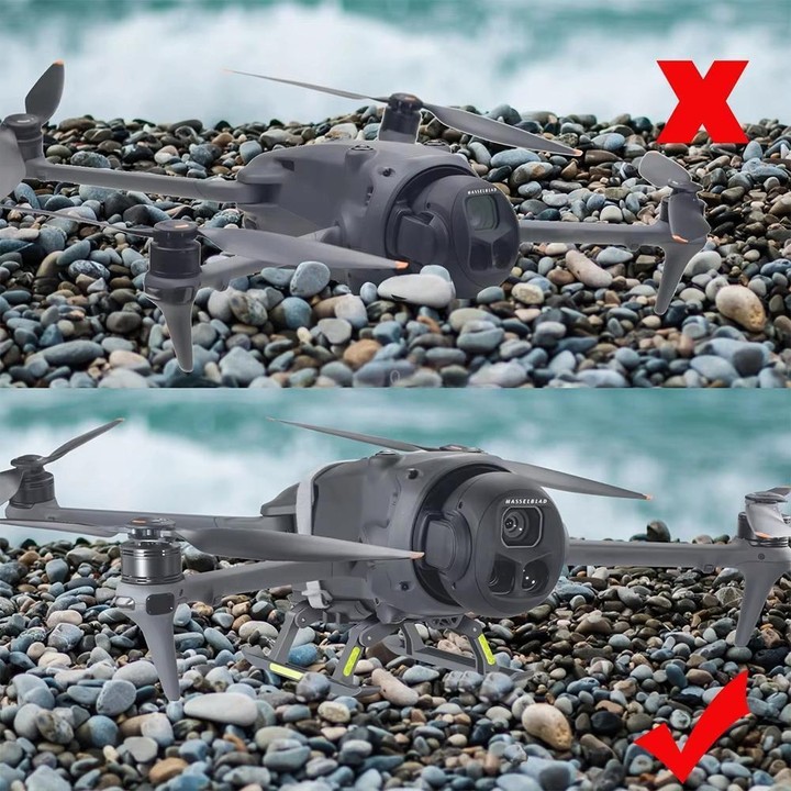 For DJI Mavic 4 Pro Drone YX Foldable Heightening Landing Gear with Reflective Strips(Gray)