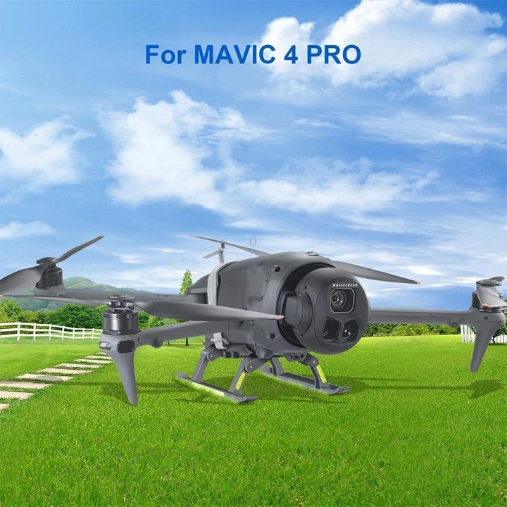 For DJI Mavic 4 Pro Drone YX Foldable Heightening Landing Gear with Reflective Strips(Gray)