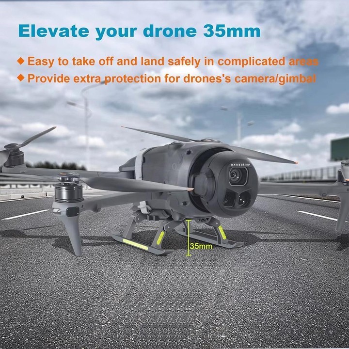 For DJI Mavic 4 Pro Drone YX Foldable Heightening Landing Gear with Reflective Strips(Gray)