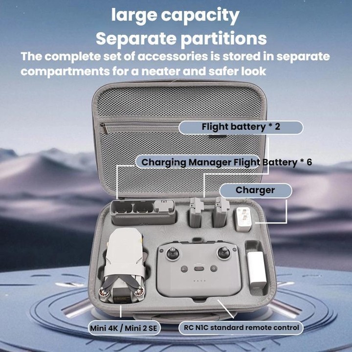 For DJI Mini 2 / 2 SE / 4K Fly More Combo BKano M4K003 Crossbody Storage Backpack(Grey)