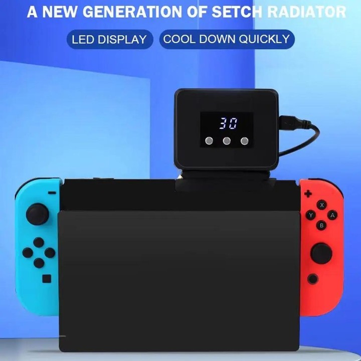 For Nintendo Switch 2 / Switch Console Exhaust Radiator With Temperature Display data(Black)