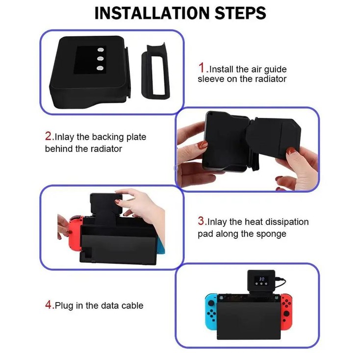 For Nintendo Switch 2 / Switch Console Exhaust Radiator With Temperature Display data(Black)