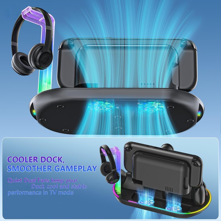 For Nintendo Switch 2 JYS NS2322 With RGB Light Charging Base Cooling Charging Storage Integrated Base(White)